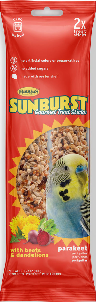 Higgins Sunburst Gourmet Avian Treat Sticks Parakeet, Beet/Dandelion, 2.1 oz