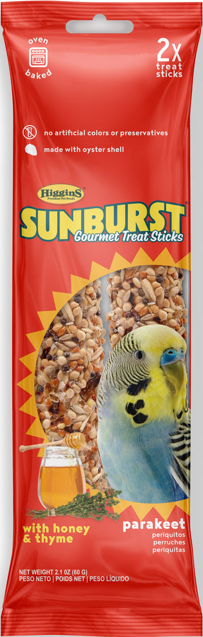 Higgins Sunburst Gourmet Avian Treat Sticks Parakeet, Honey/Thyme, 2.1 oz