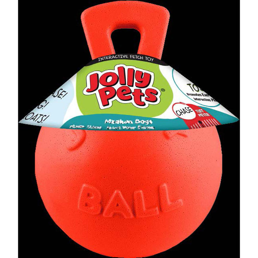 Jolly Pets Tug-N-Toss Ball, Orange, 8 in - Rubber