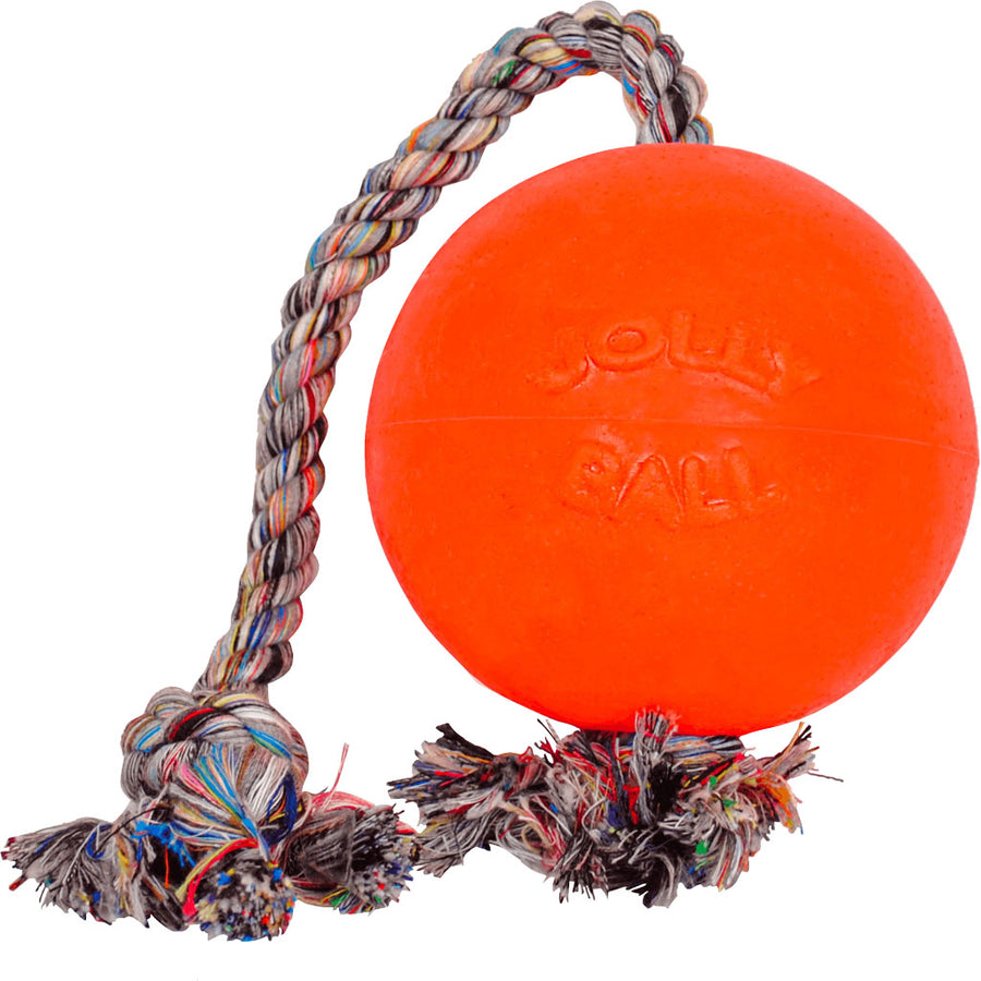 Jolly Pets Romp-N-Roll Ball, Orange, 4.5 in - Rubber