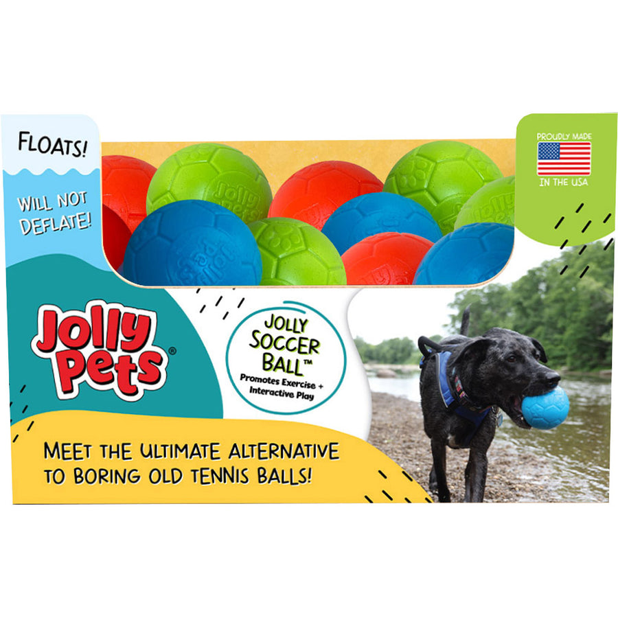 Jolly Pets Mini Soccer Ball, Assorted, 3 in-24 ct - Rubber