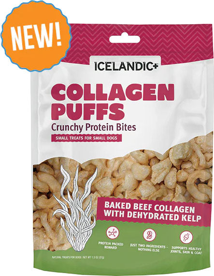 Icelandic+ Beef Collagen Puffs Bites SM Dog, Kelp, 1.3 oz - Soft Treats
