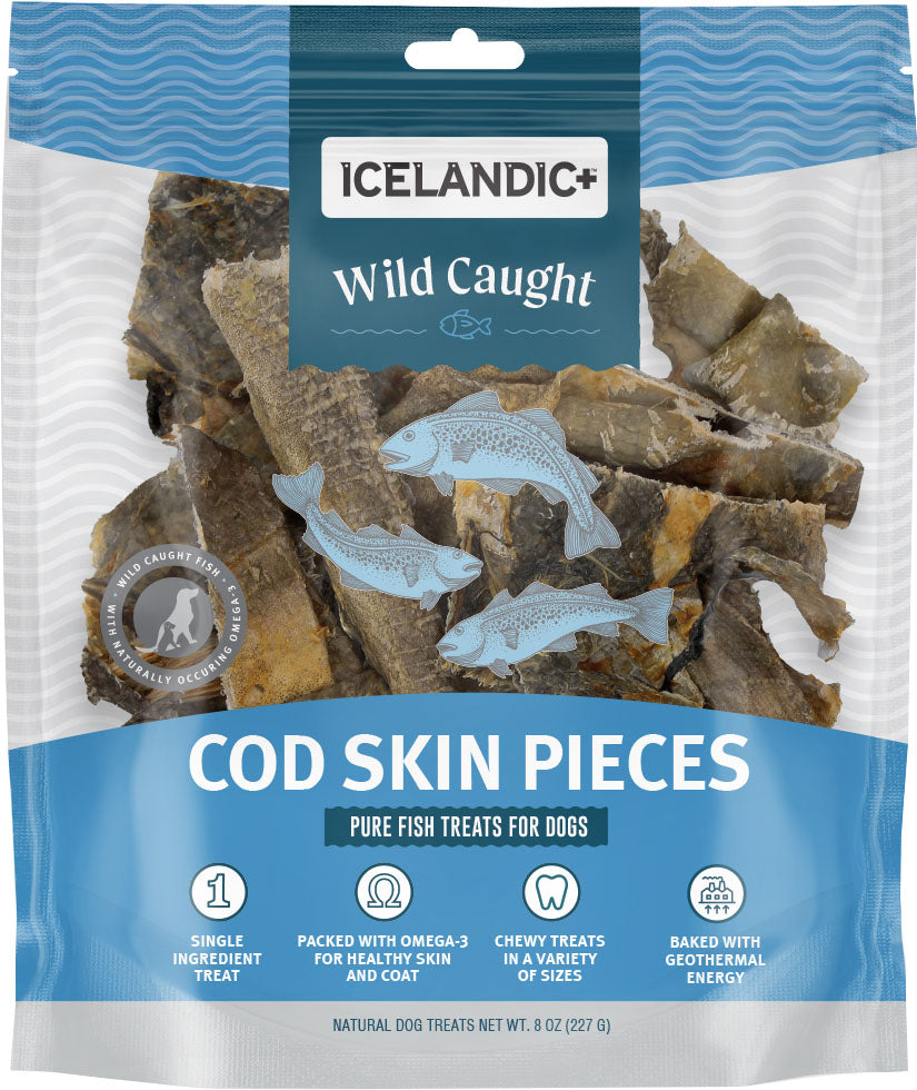 Icelandic+ Cod Skin Pieces, Cod, 8 oz - Rawhide/ Body Parts