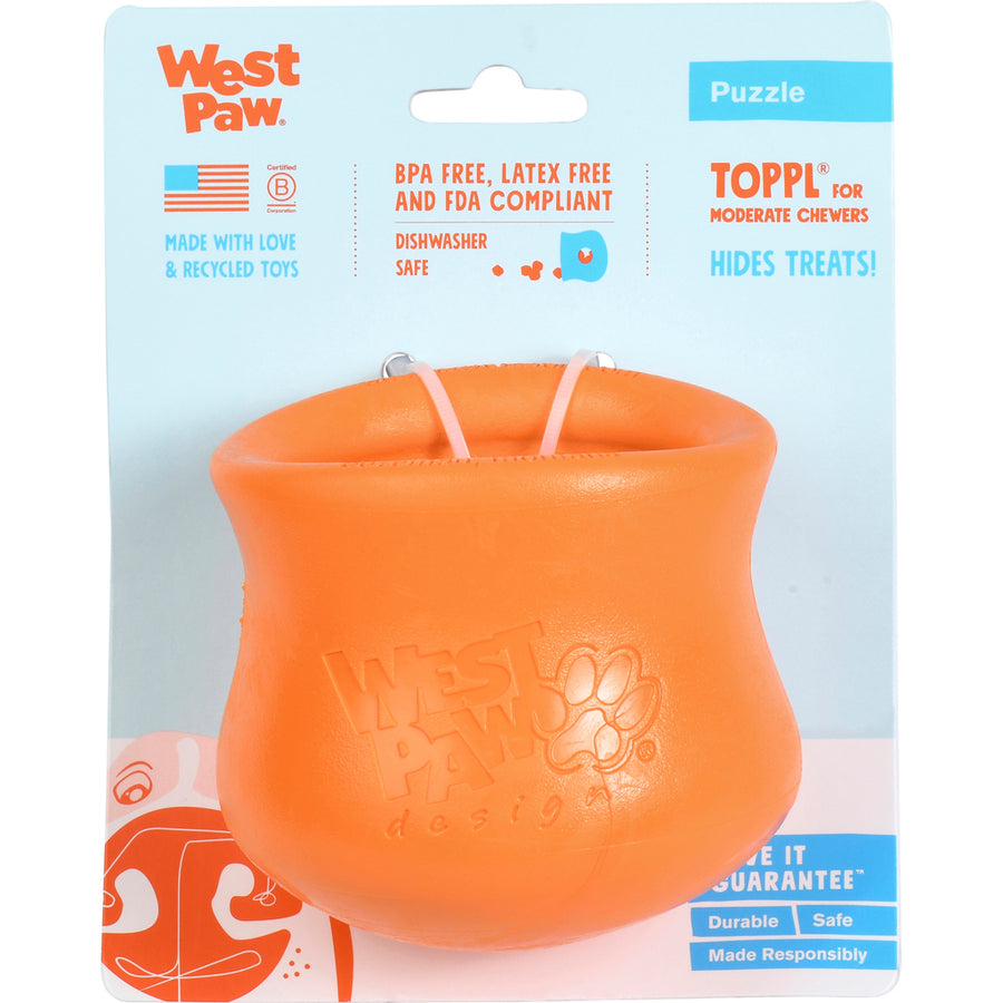 West Paw Zogoflex Toppl Dog Toy, Tangerine, LG - Rubber