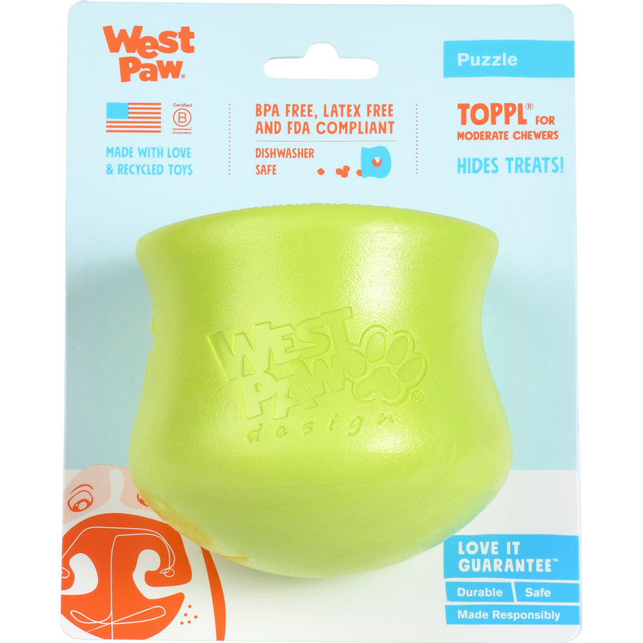 West Paw Zogoflex Toppl Dog Toy, Granny Smith, LG - Rubber