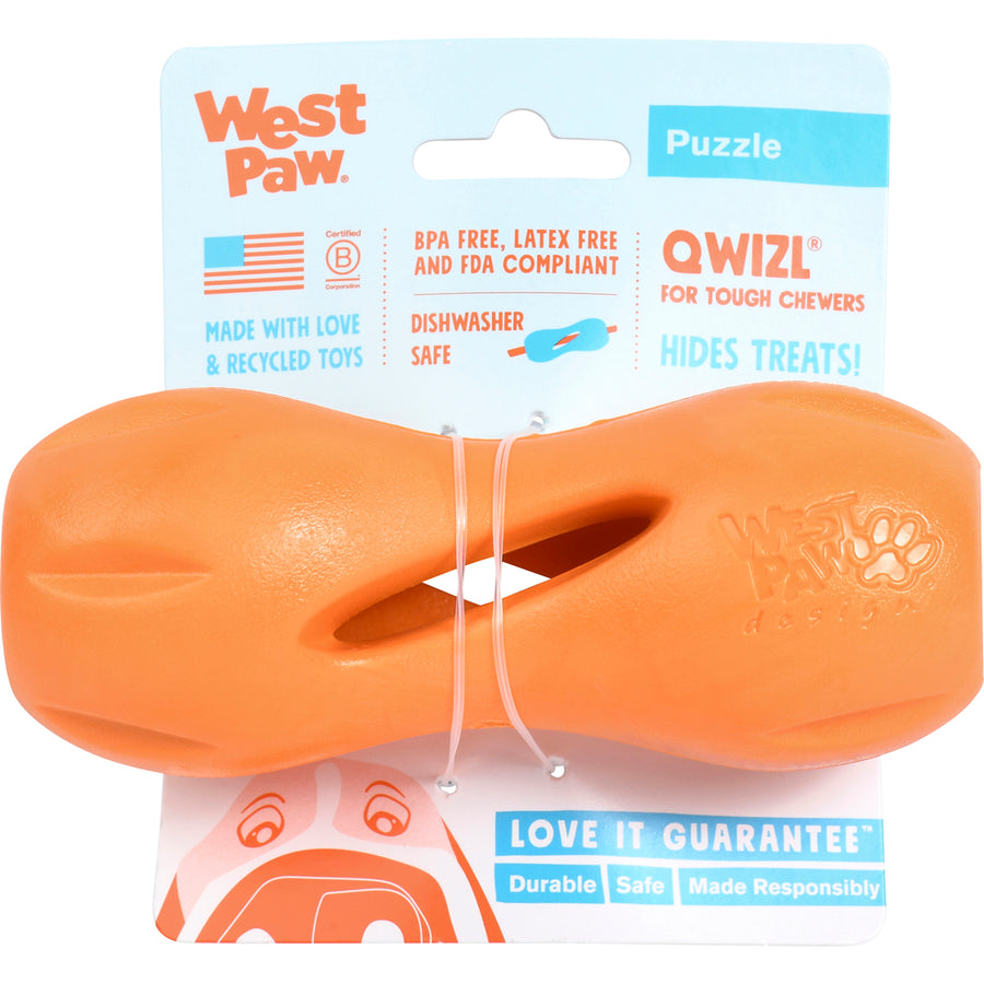 West Paw Zogoflex Qwizl Dog Toy, Tangerine, SM - Rubber