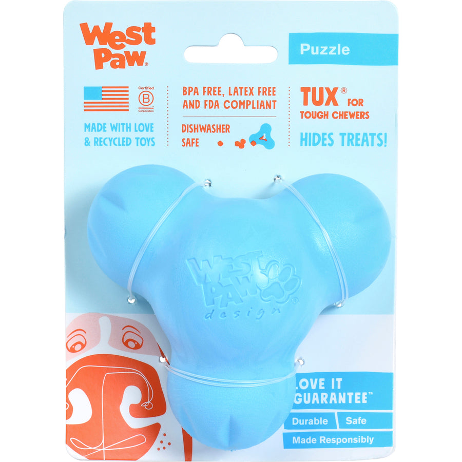 West Paw Zogoflex Tux Dog Toy, Aqua Blue, SM - Rubber