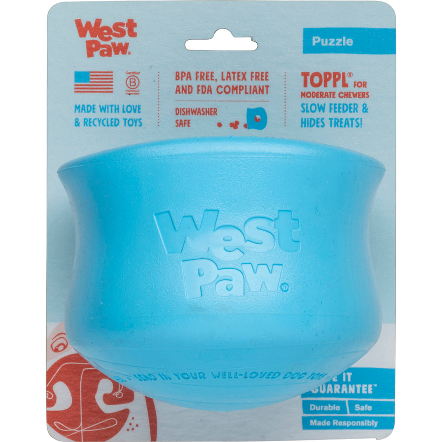 West Paw Zogoflex Toppl Dog Toy, Aqua Blue, XL - Rubber