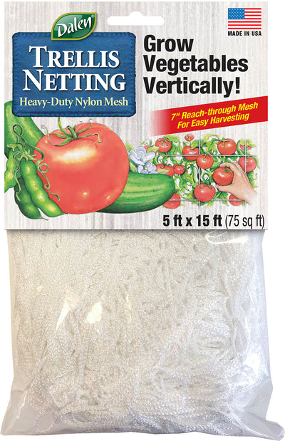Dalen Trellis Netting with 7in Reach-Through Mesh, White, 5x15 ft - Garden Netting