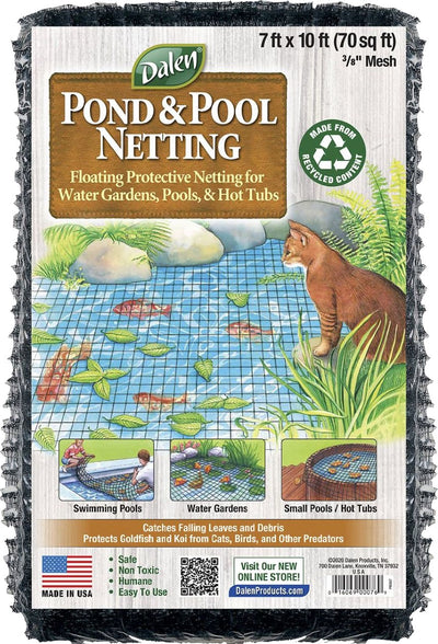 Dalen Pond & Pool Protective Floating Netting 3/8 Mesh, Black, 7x10 ft - Garden Netting