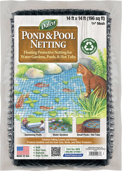 Dalen Pond & Pool Protective Floating Netting 3/8 Mesh, Black, 14x14 ft - Garden Netting