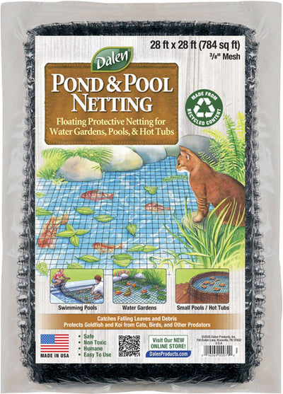 Dalen Pond & Pool Protective Floating Netting 3/8 Mesh, Black, 28x28 ft - Garden Netting