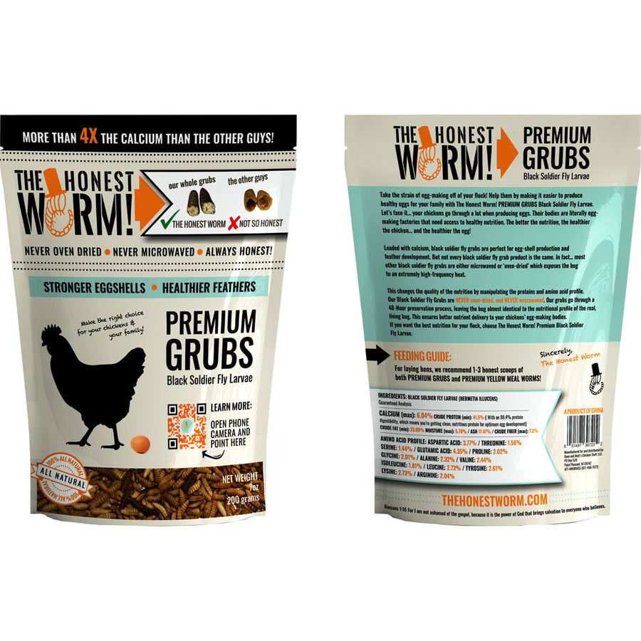 The Honest Worm! Premium Grubs, 7 oz - Black Soldier Fly Larva