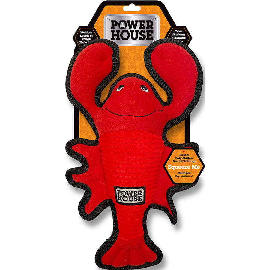 Power House Lobster Plush Dog Toy - Rubber