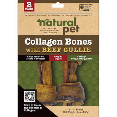 Natural Pet Collagen & Gullie Dog Bone Chews, 6-7in -2 ct - Long Lasting Chews
