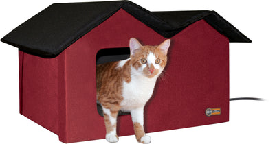 K&h Creative Solutions Outdoor Multi-Kitty Heated Home, Red, 21.5x26.5x15.5 in