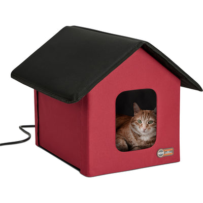 K&h Creative Solutions Kitty Barn Heated, Black/Red, 22x19x17 in