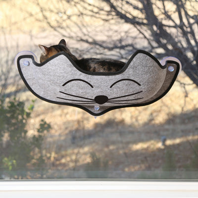 K&h EZ Mount Window Bed Kitty Face, Gray, O/s - Beds