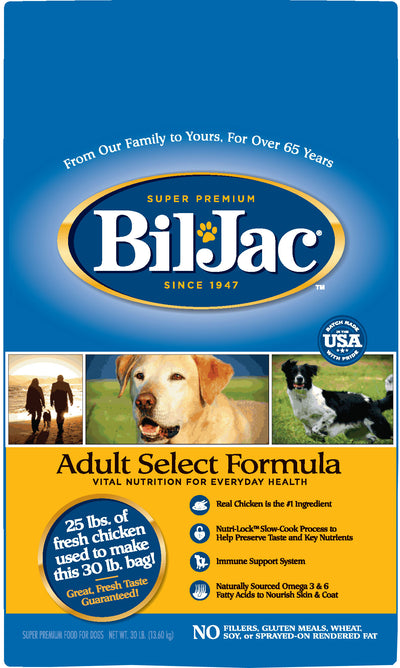 Bil-Jac Select Adult Dog Food, Chicken, 30 lb - Dry