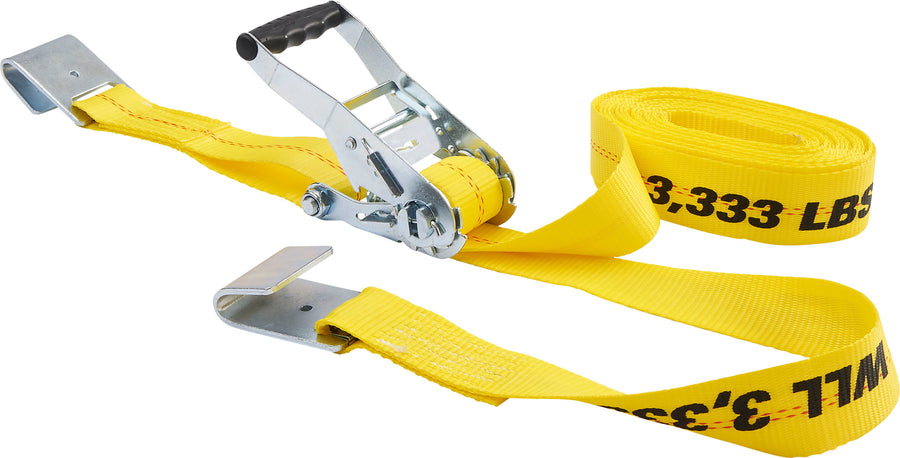 Keeper Ratchet Tie-Down W/Flat Hooks, Yellow, 2 in x 27 ft - Straps and Tie Downs