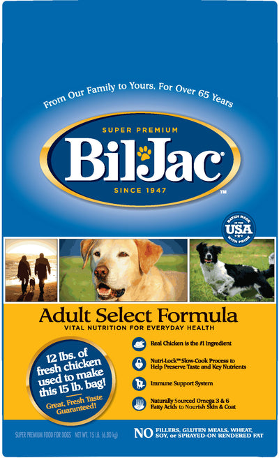Bil-Jac Select Adult Dog Food, Chicken, 15 lb - Dry