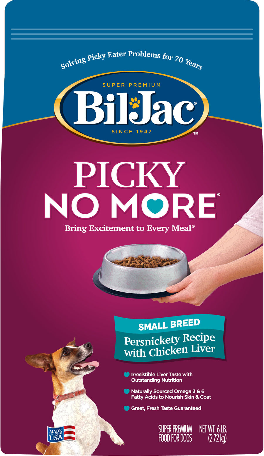 Bil-Jac Picky No More Small Breed Dog Food, Chicken, 6 lb - Dry