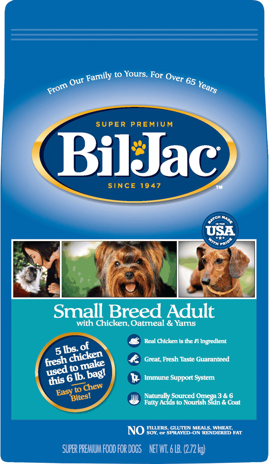 Bil-Jac Small Breed Adult Dog Food, Chicken, 6 lb - Dry