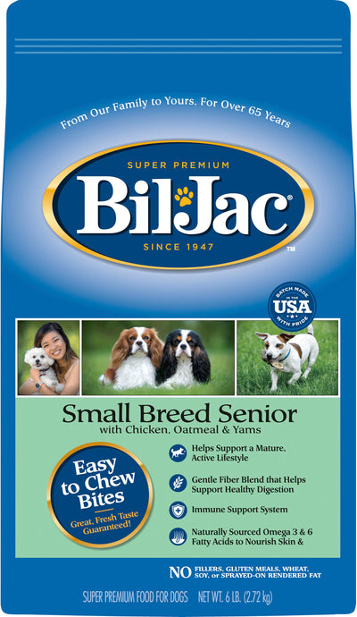 Bil-Jac Small Breed Senior Dog Food, Chicken, 6 lb - Dry