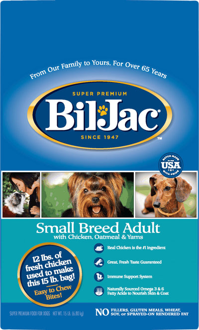 Bil-Jac Small Breed Adult Dog Food, Chicken, 15 lb - Dry
