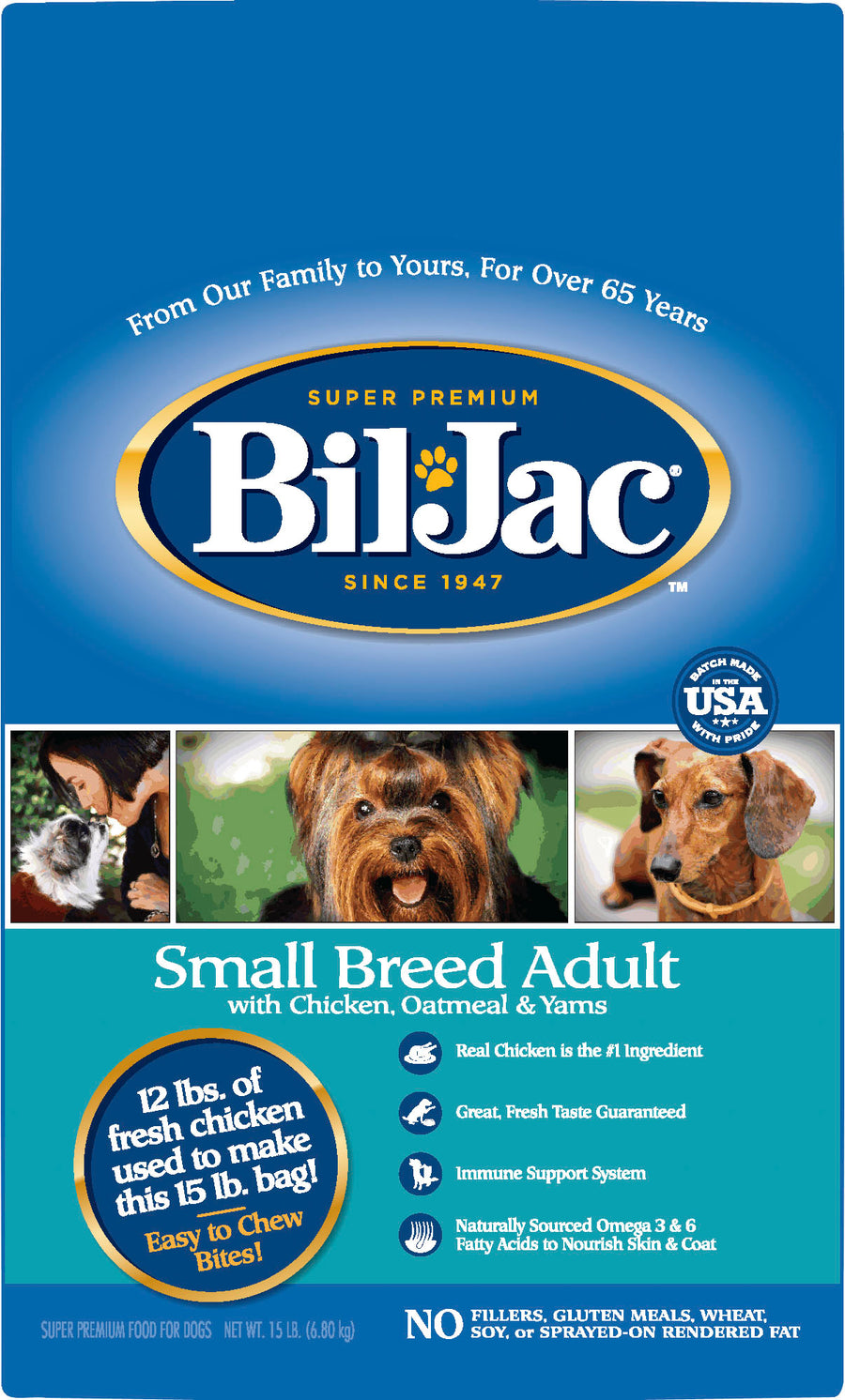 Bil-Jac Small Breed Adult Dog Food, Chicken, 15 lb - Dry