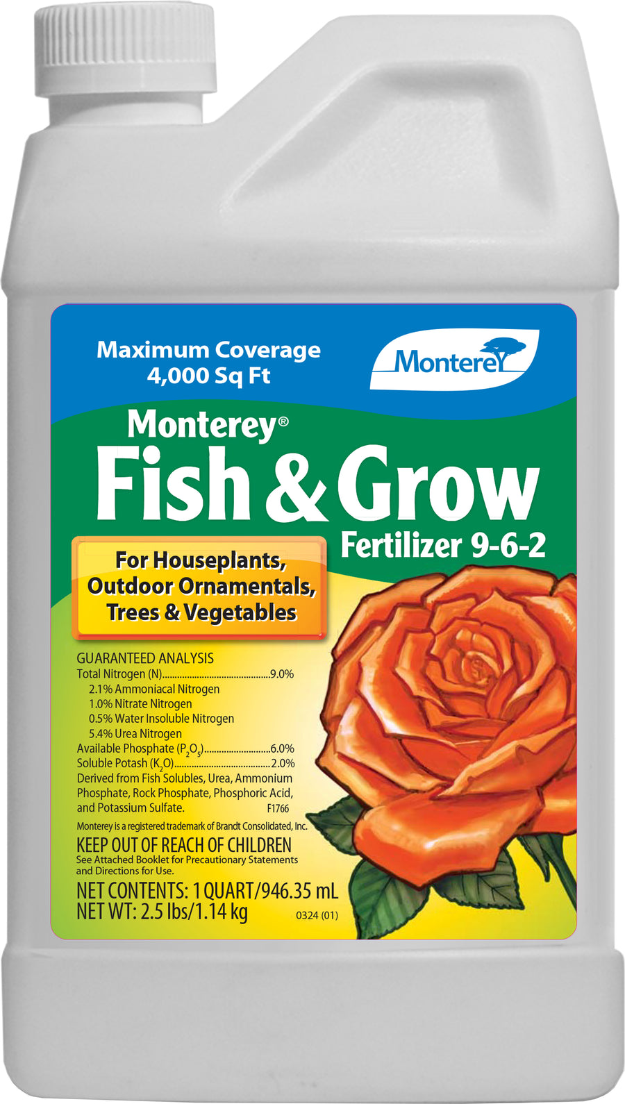Monterey Fish & Grow Fertilizer, 32 oz - Liquid and Water Soluble