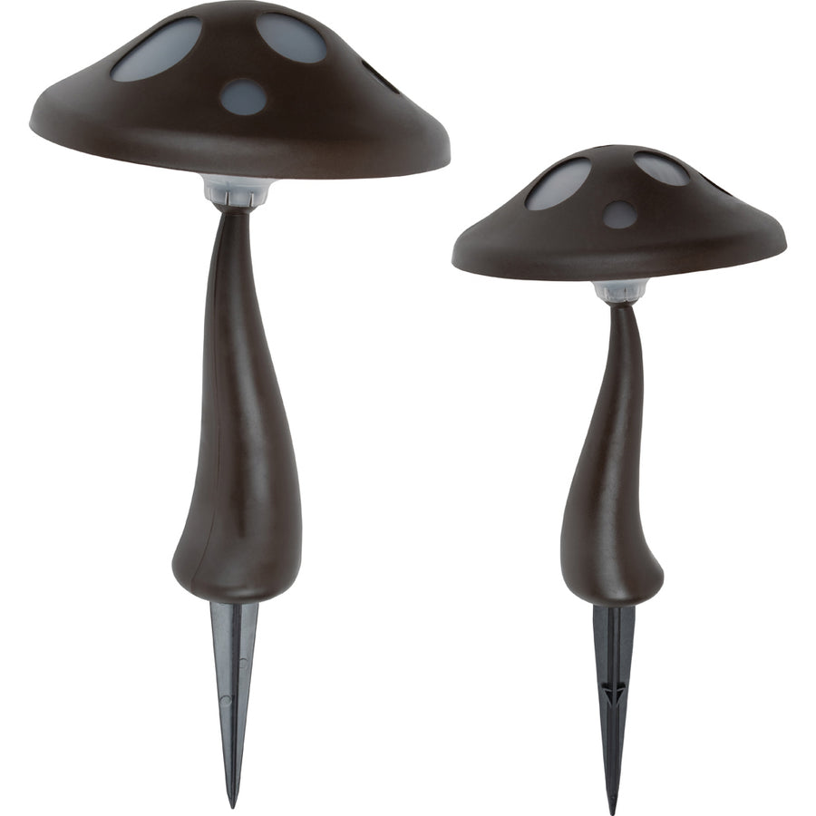 Moonrays Solar Mushroom Pathway Light 2 Pack, 6.71 in & 10.24 in - Decorative Accessories