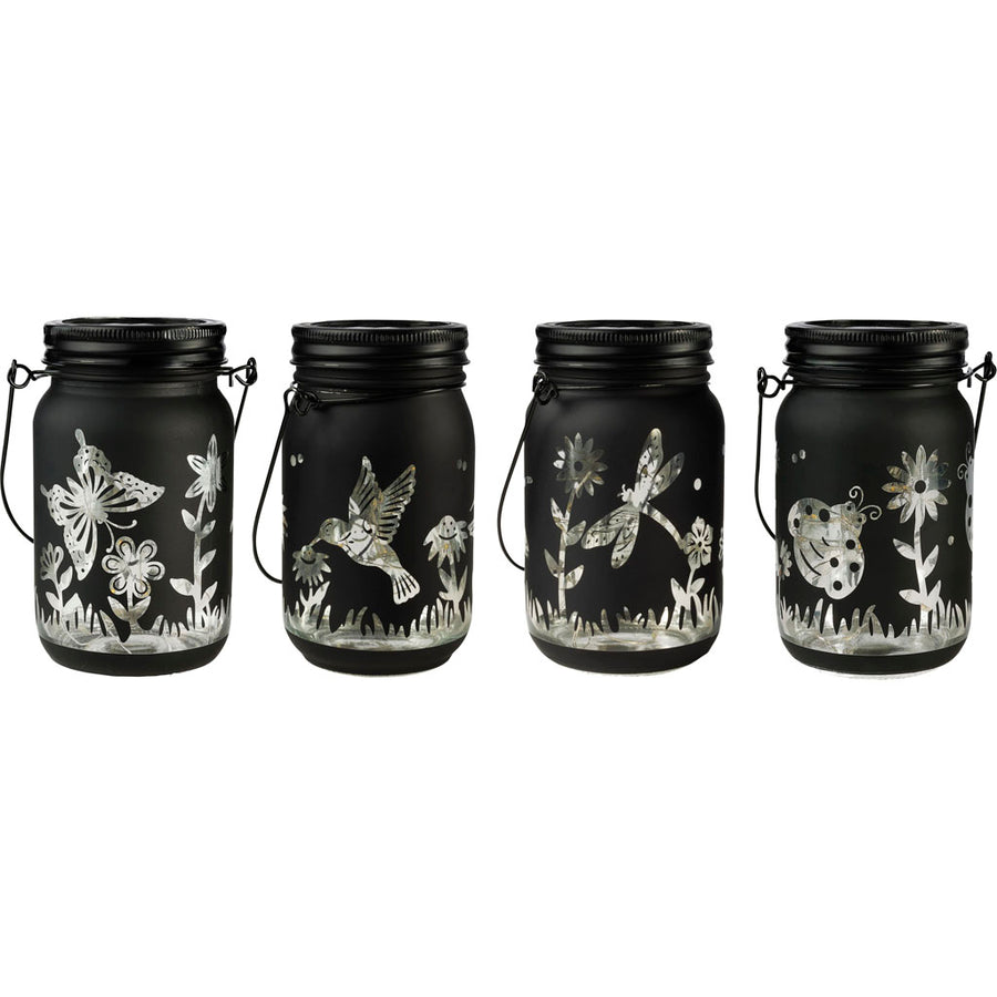 Moonrays Solar Black Garden-Themed Jars, 5.35 in - Decorative Accessories