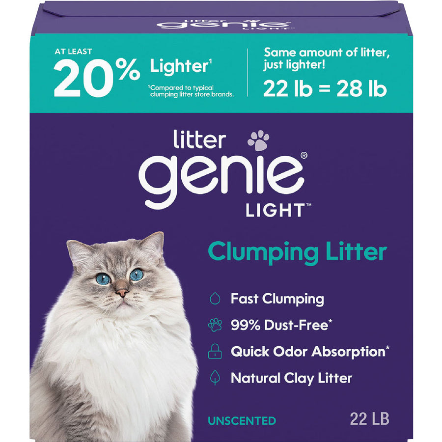 Litter Genie Light Clumping Clay Litter, Unscented, 22 lb
