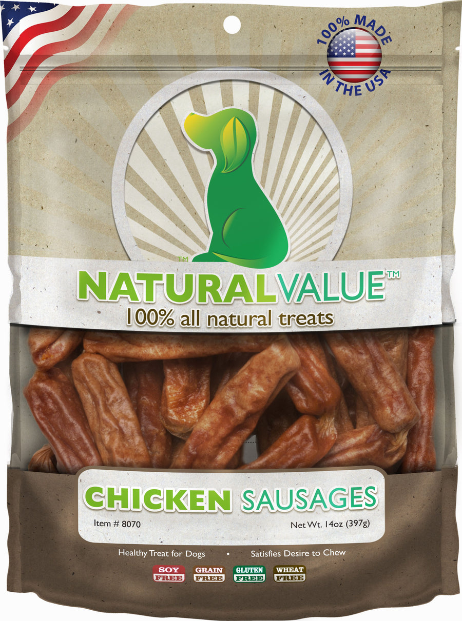 Loving Pets Natural Value USA Sausage Recipe, Chicken, 14 oz - Long Lasting Chews