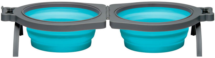 Loving Pets Bella Roma Travel Bowl Double Diner, Blue, MD - Travel Bowls