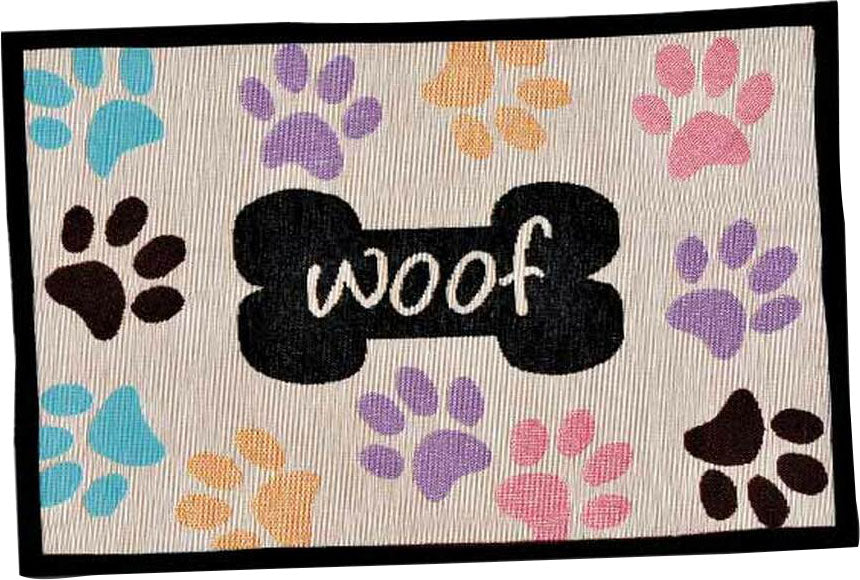 Loving Pets Bella Woof Paws Fashion Mat Multi, Multi, 12 x 19 in - Placemats