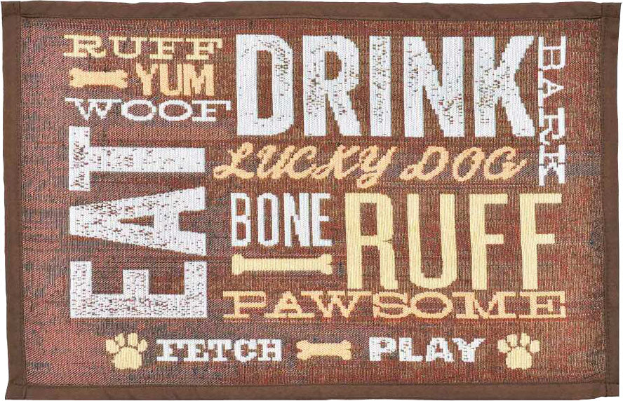 Loving Pets Bella Dog Day Expressions Fashion Mat, Brown, 12 x 19 in - Placemats
