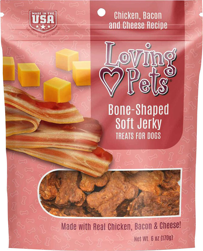 Loving Pets Soft Jerky Bones, Bacon/Cheese, 6 oz - Soft Treats