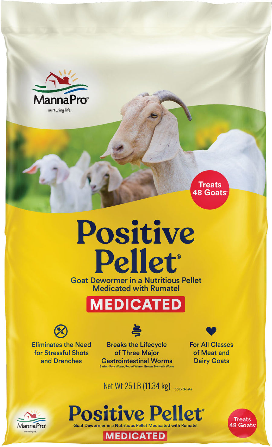 Manna Pro Positive Pellet Medicated Goat Dewormer, 25 lb - Drench, Bolus & Liquids