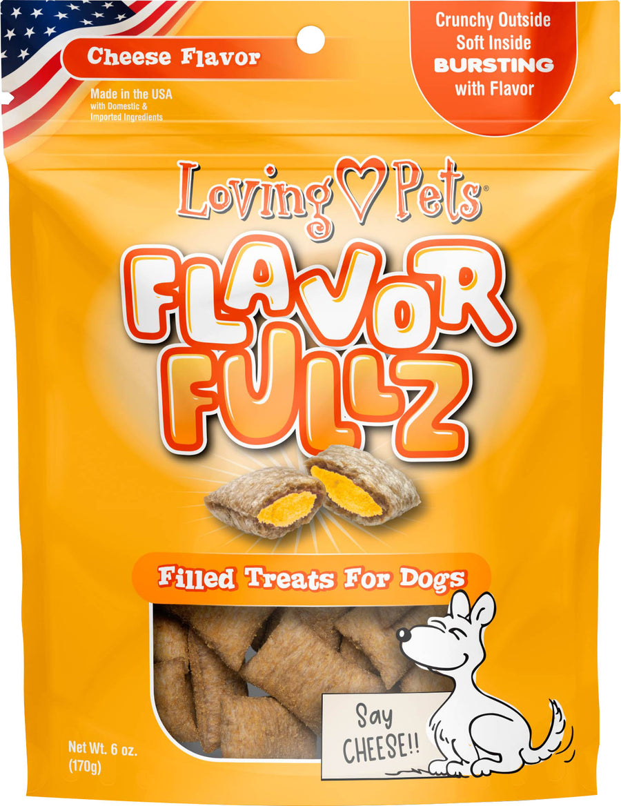 Loving Pets Flavorfullz Dog Treats, Cheese, 6 oz - Long Lasting Chews