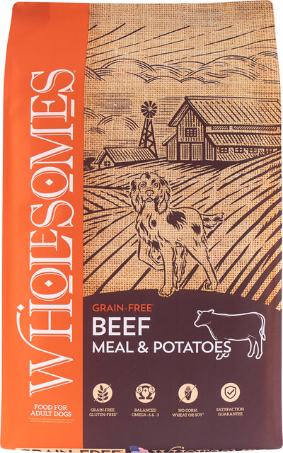Wholesomes Grain Free Dog Food, Beef/Potato, 35 lb - Dry