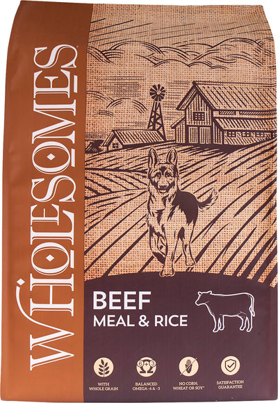 Wholesomes Whole Grain Adult Dog Food, Beef/Rice, 40 lb - Dry