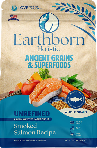Earthborn Holistic Unrefined Whole Grain Dog Food, Smoked Salmon, 25 lb - Pet