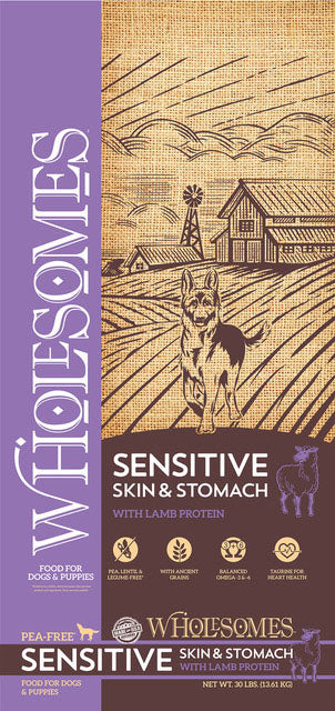 Wholesomes Sensitive Skin & Stomach Food, Lamb/Brown Rice, 30 lb - Dry