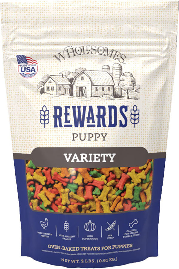 Wholesomes Rewards Classic Variety Biscuits, Chicken, Puppy-2 lb - Edible Bones & Biscuits