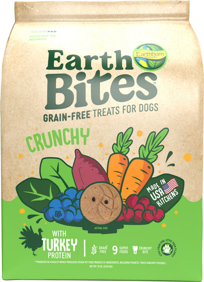 Earthborn Holistic Earthbites Grain Free Treats, Turkey, 10 oz - Edible Bones & Biscuits