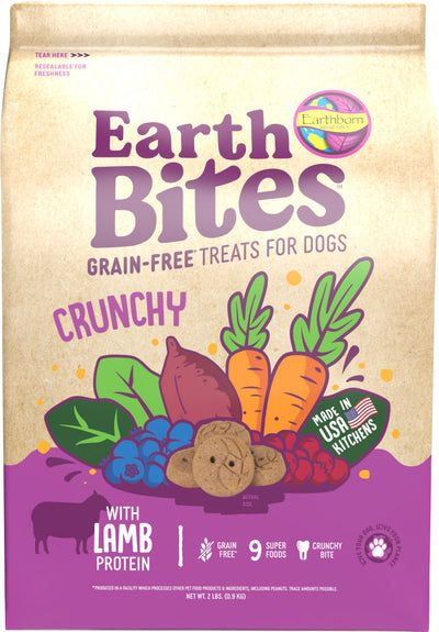 Earthborn Holistic Earthbites Grain Free Treats, Lamb, 2 lb - Edible Bones & Biscuits