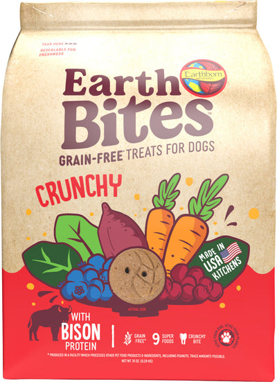 Earthborn Holistic Earthbites Grain Free Treats, Bison, 10 oz - Edible Bones & Biscuits