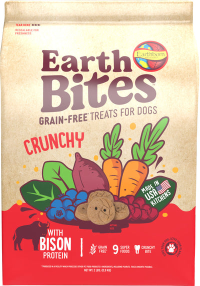 Earthborn Holistic Earthbites Grain Free Treats, Bison, 2 lb - Edible Bones & Biscuits